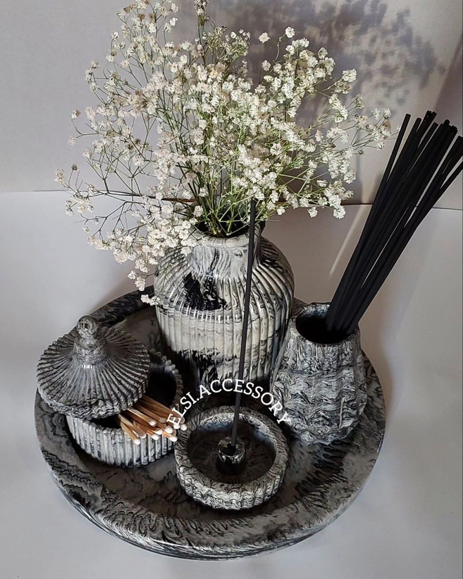 ست دکوری سنگ مصنوعی رگه دار جذاب و زیبا ۵ تیکه